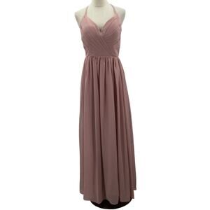 BRIDESMAID SZ 6 S pink pleated cutout sweetheart neck maxi formal dress NEW B169